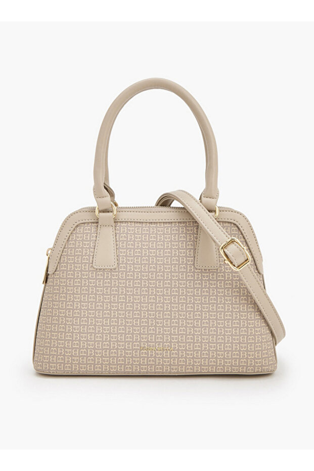 Monogram Print Tote Bag with Detachable Strap