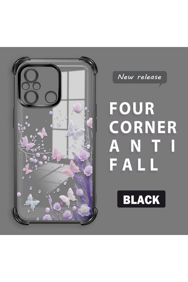 Xiaomi Redmi 12C Compatible Transparent Back Four-Corner Reinforced Impact Protection Silicone Case