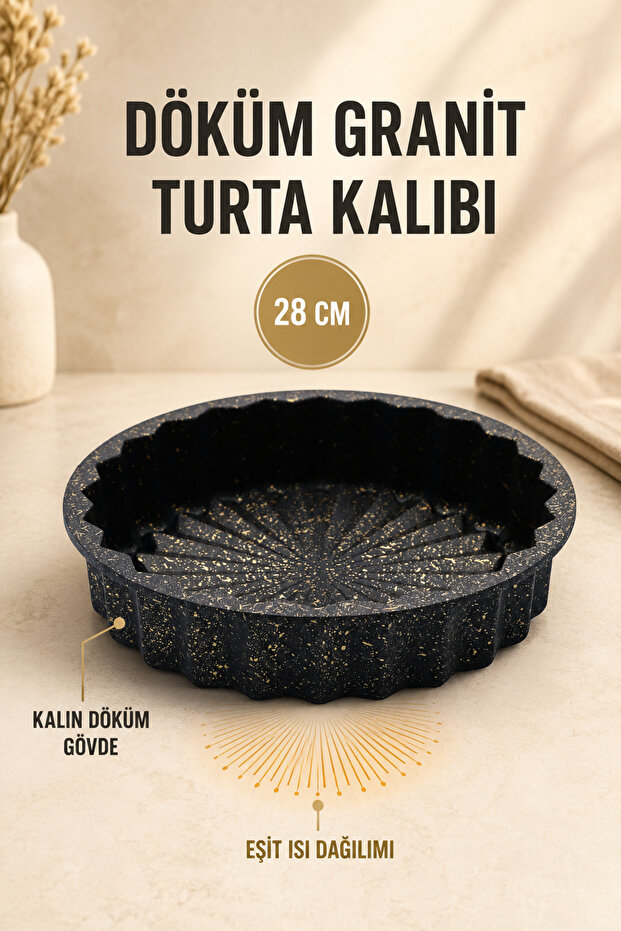 Cast Granite Tart Cake Mold 28 cm Pie Mold Thick Cast Iron Evenly Heat-Dissipating
