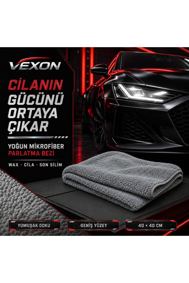 Car Polish and Polishing Cloth 40 × 40 cm – Soft Textured Car Care and Application Cloth