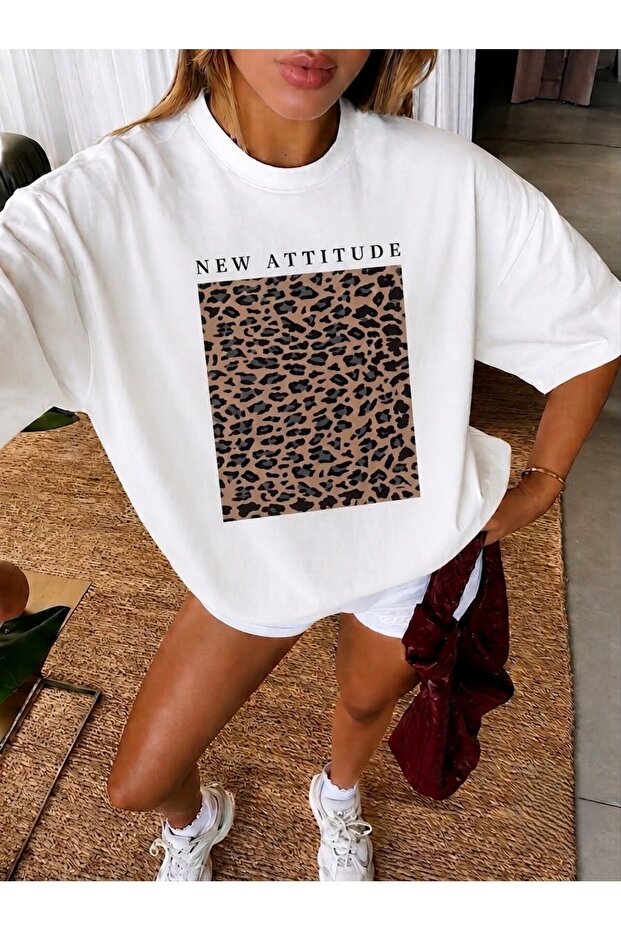 Women's New Attitude Leopard Printed Crewneck T-Shirt