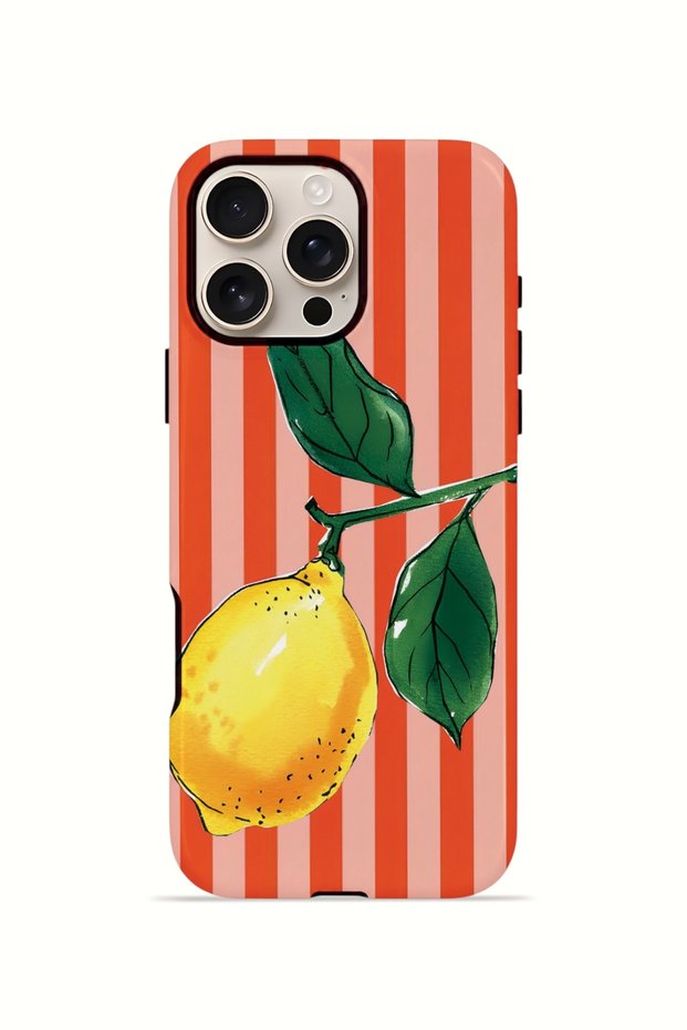 iPhone 16 Pro Max Vorian Double Layer Case Sicilian Lemon Red Stripe