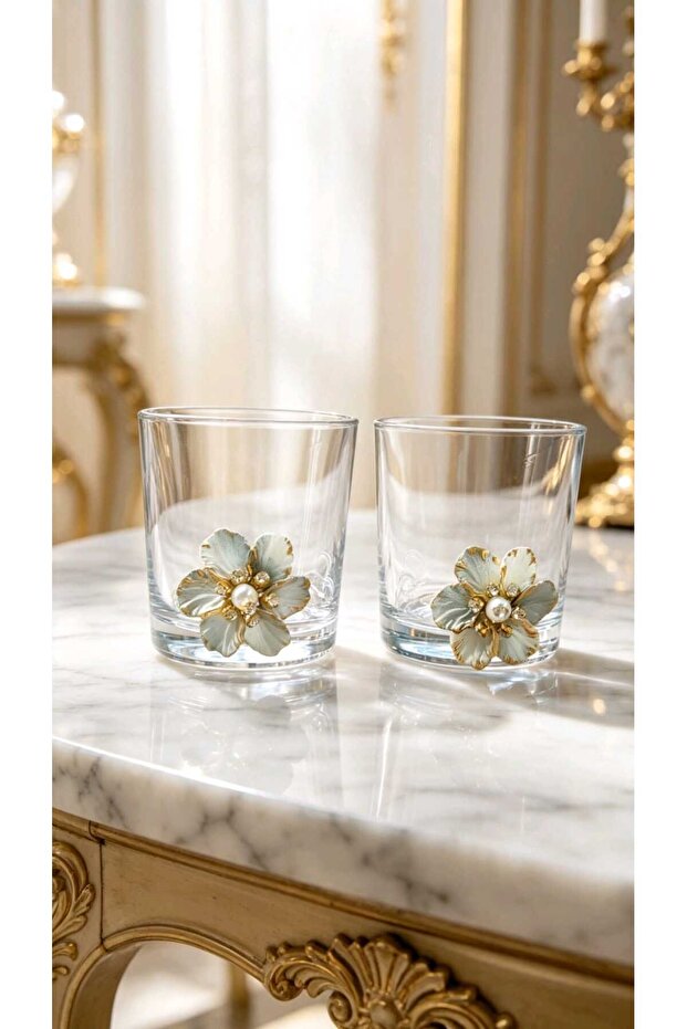 Gray Flower Figured Coffee Cup 190 ml (Set of 2)