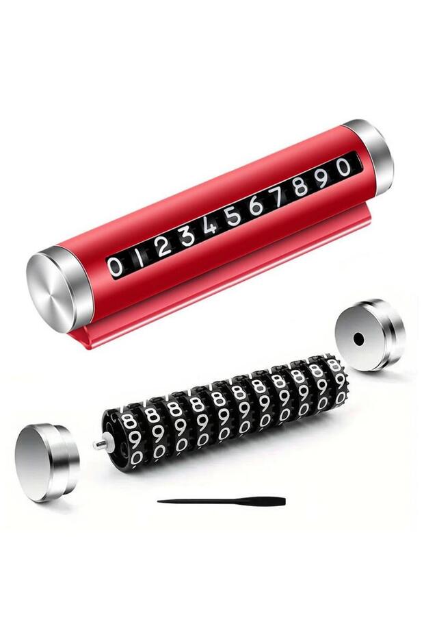 Red Color Car Parking Telephone Number Dialer Adjustable Dashboard Cylinder Number Dialer