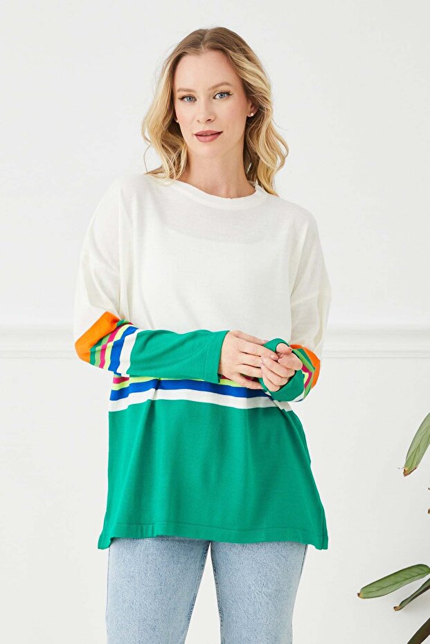 Striped Crew Neck Knitwear Sweater