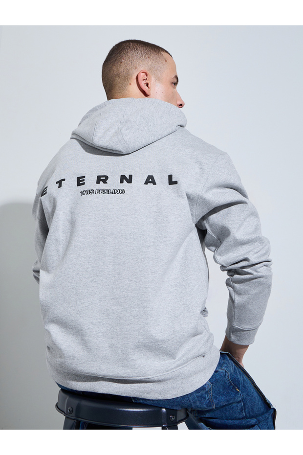 Eco Earth Relaxed Fit Text HD Print Fleece Hoodie