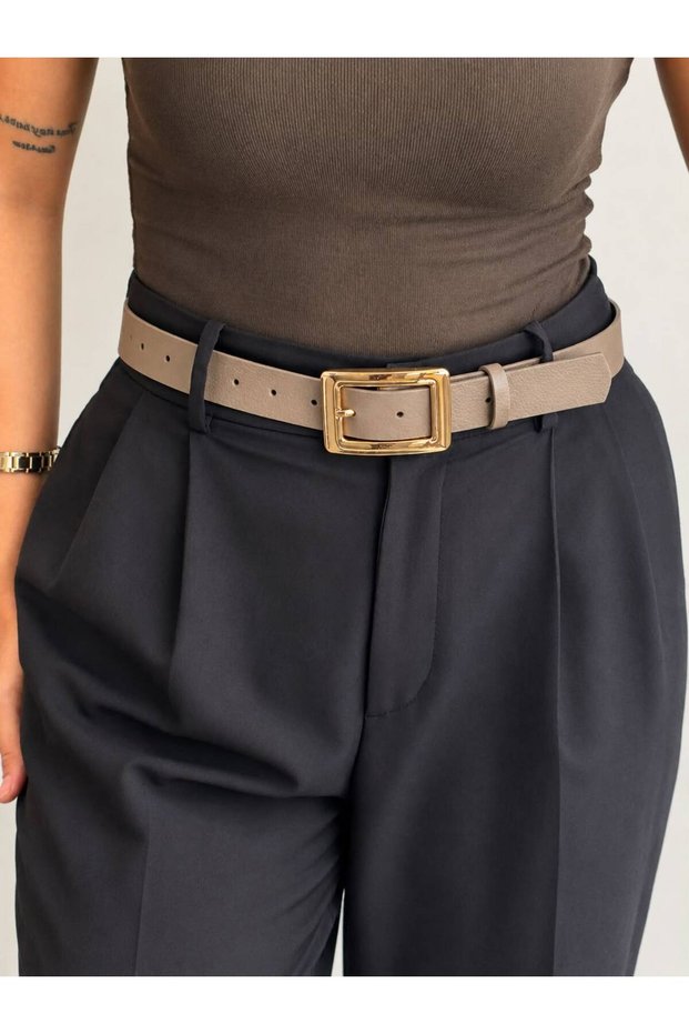 Women's Square Buckle Gold Belt Waist Belt Jacket Belt Dress Belt Trouser Belt