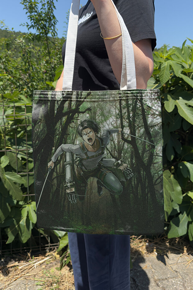 Levi Ackerman V2 Summer Winter Double-Sided Canvas Print Tote Bag Anime Bag