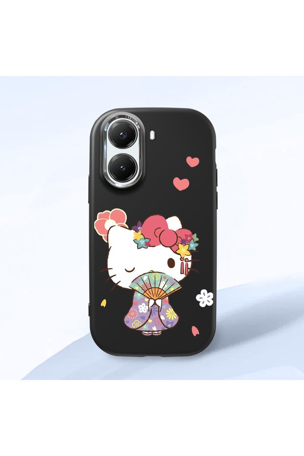 Poco X7 Pro Compatible Case Camera Protector Black Silicone Couple Phone Case Kitty Patterned