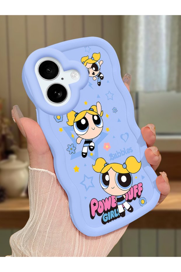 iPhone 17 Compatible Case Camera Protector Blue Silicone Couple Phone Case Cartoon Pattern