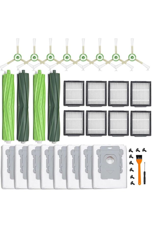 A 26-pc replacement kit for iRobot Roomba i7 i7+ i3 i3+ i4 i4+ i6 i6+ i8 i8+ j7 j7+/Plus E5 E6 E7 robotic vacuum cleaners, including 2...
