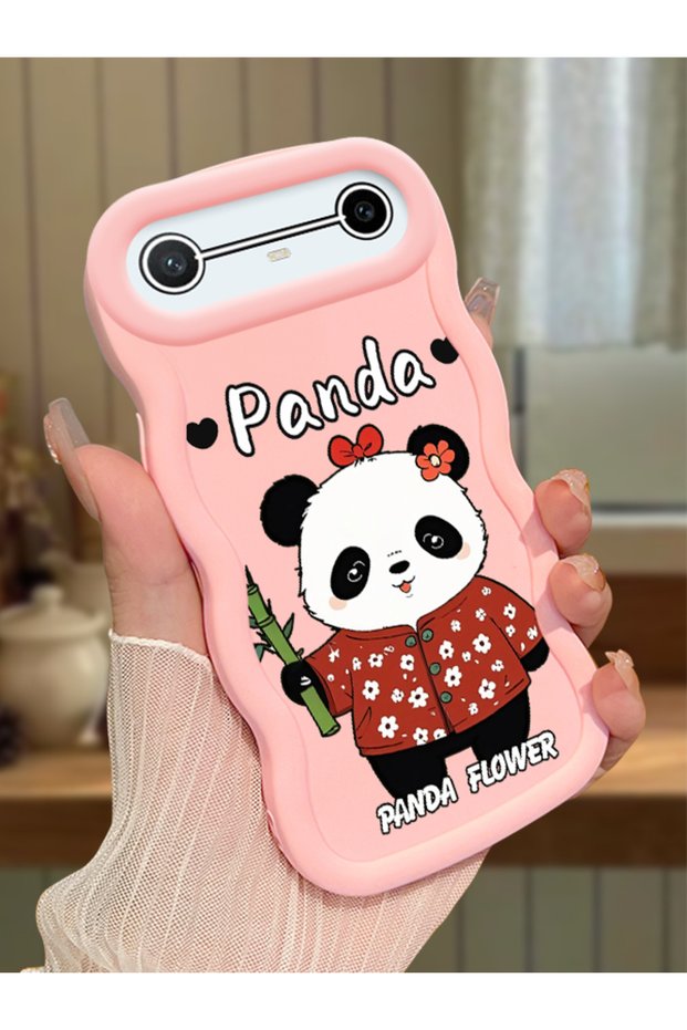 Tecno Spark Slim Compatible Case Camera Protector Pink Silicone Couple Phone Case Panda Pattern