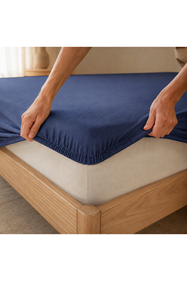 Double Combed Cotton Elastic Fitted Sheet 160X200+27 cm – Four-Sided Elastic Bed Sheet