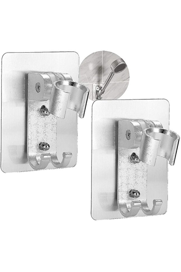 Aluminum Shower Head Holder 2 Pieces Adjustable Angle Adhesive Shower Holder