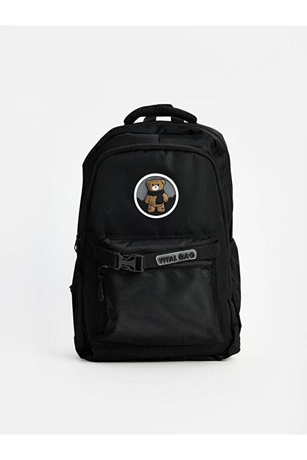 Black Bear Figured Parachute Fabric Women's Backpack