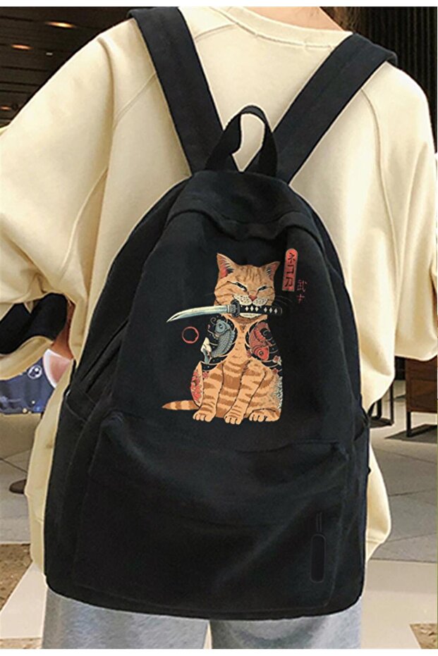 Lagom Moda Killer Cat Printed Unisex Backpack