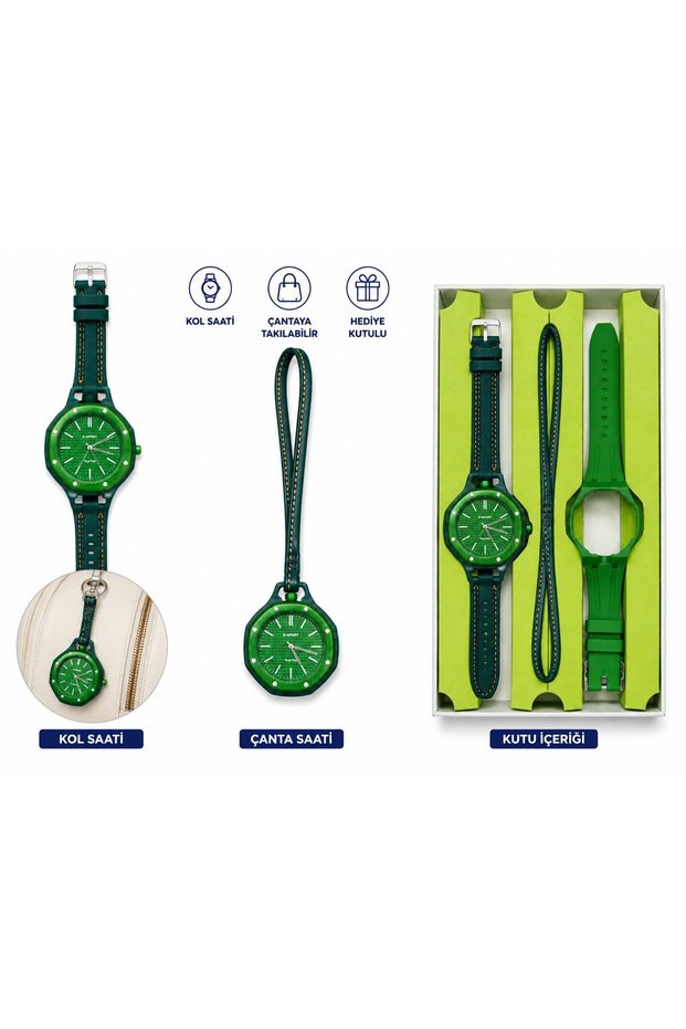 Duostyle 2-in-1 Analog Wrist Watch and Purse Watch Silicone Band Unisex