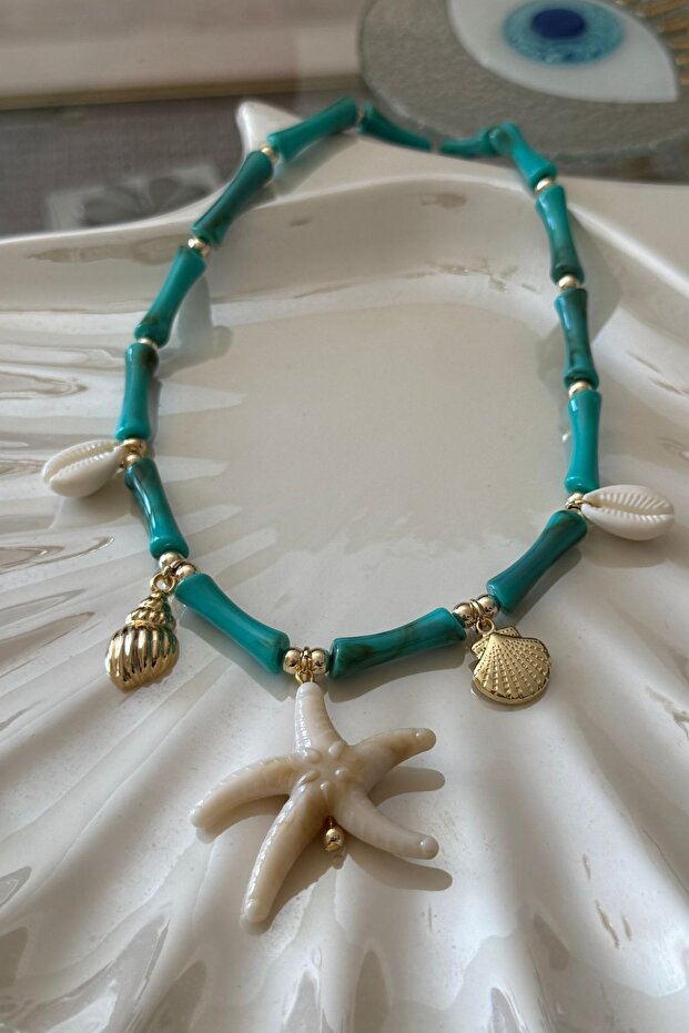 Turquoise Starfish Figured Summer Necklace