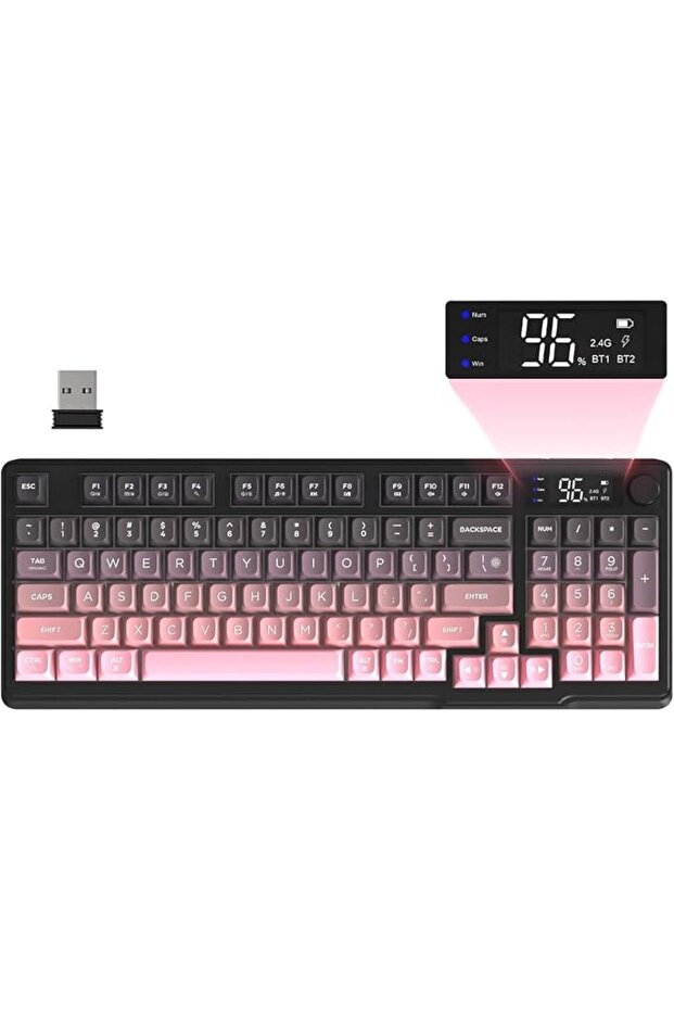 لوحة مفاتيح ألعاب لاسلكية وولف M96، غشاء كريمي، 94 مفتاحًا، ANSI-Moonlight | إضاءة خلفية قوس قزح، ميدي