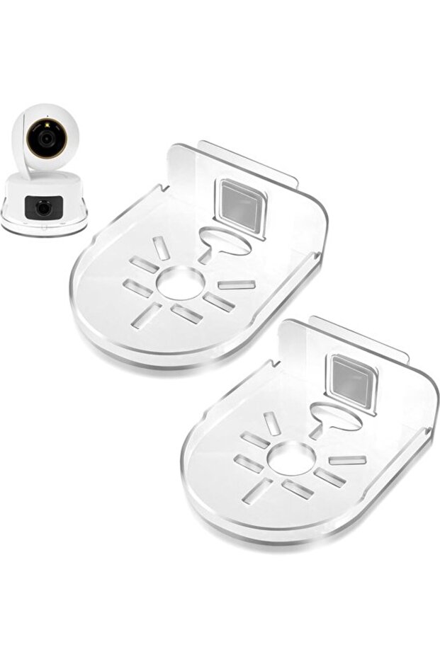 2-Pack Universal Self-Adhesive Transparent Indoor Camera Wall Mount Brackets for Baby Monitors