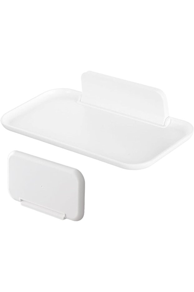 Adhesive wall-mounted shelf - Foldable shower rack - White