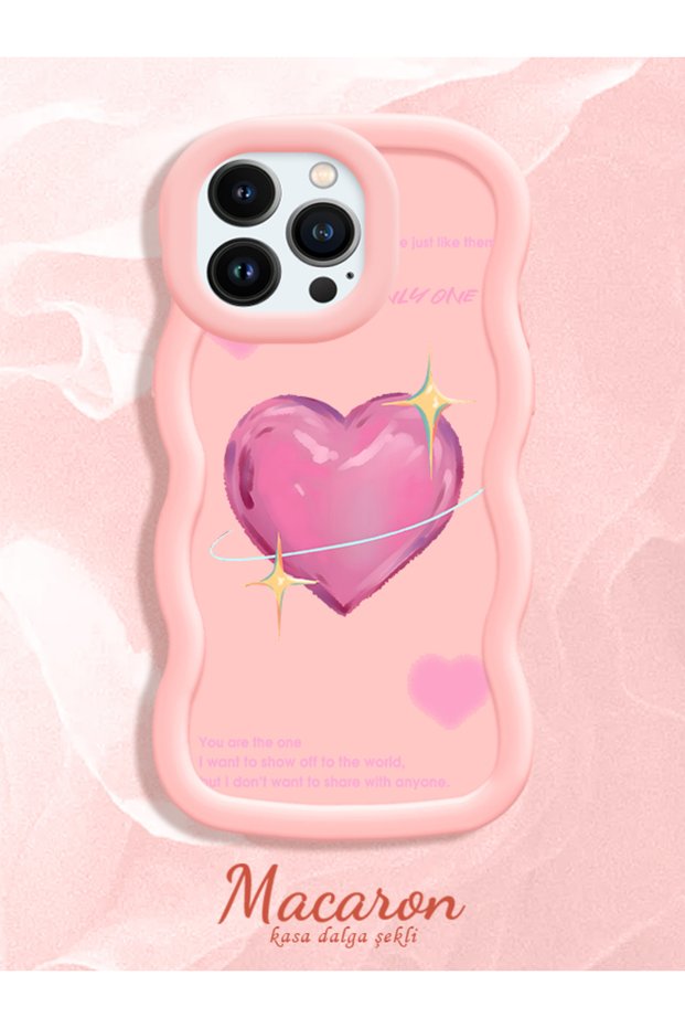 iPhone 13 Pro Compatible Silicone Phone Case with Sweet Pink Hearts Motifs Three-Color Options