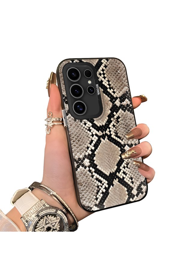 Samsung Galaxy S24 Ultra Compatible Hard Acrylic Back Silicone Edge Lens Protection Case