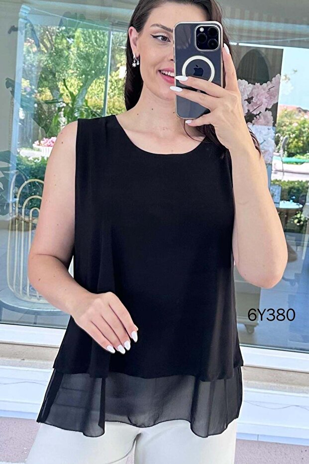 بلوزة ساندي مزينة بالشيفون 6y380