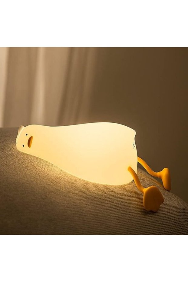 Silicone Night Light for Children, Duck LED Bedside Lamp USB Charging, 1200 mAh Kawaii Night Light, 3 Levels, Mobile Phone Holder