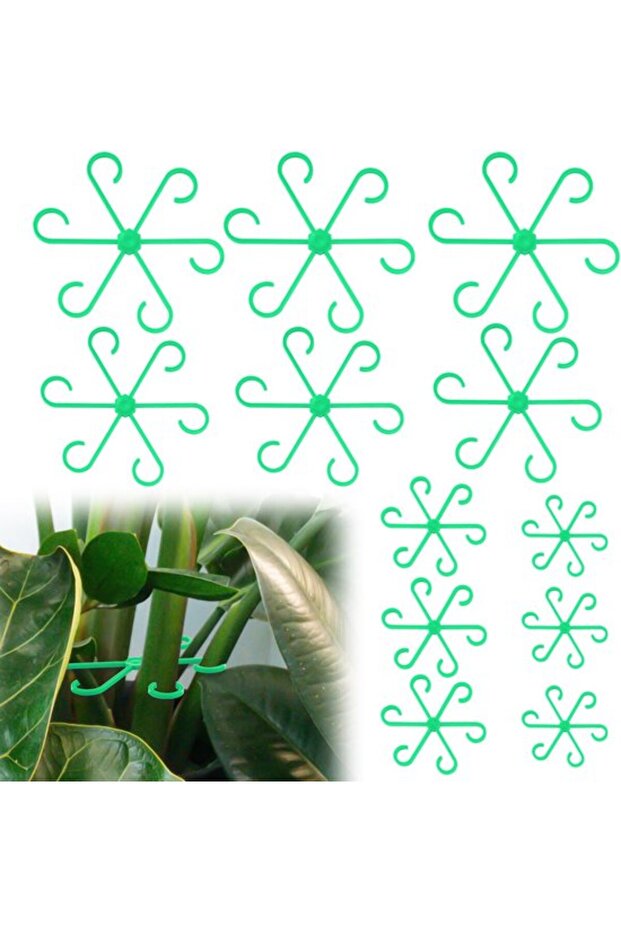 12 plant stem supports, 4 sizes, flower stem hooks, pergola, indoor climbing frame, suitable for various plants (green)