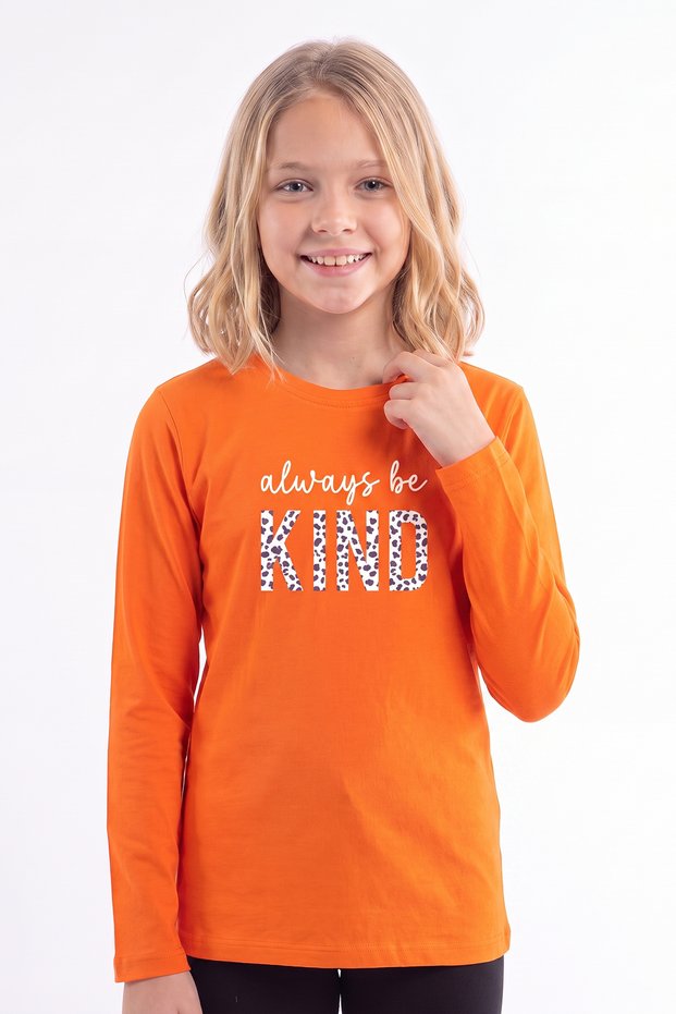 Girl's Round Neck Sweatshirt with Print Detail