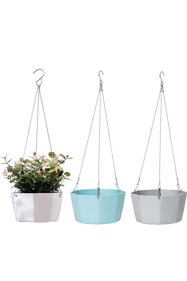 3-Pack 6-Inch Outdoor Hanging Flower Pot Baskets with Chain