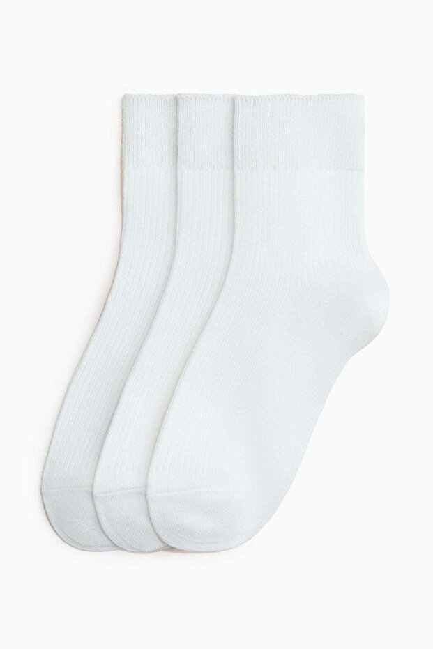 3-pack rib-knit ankle socks