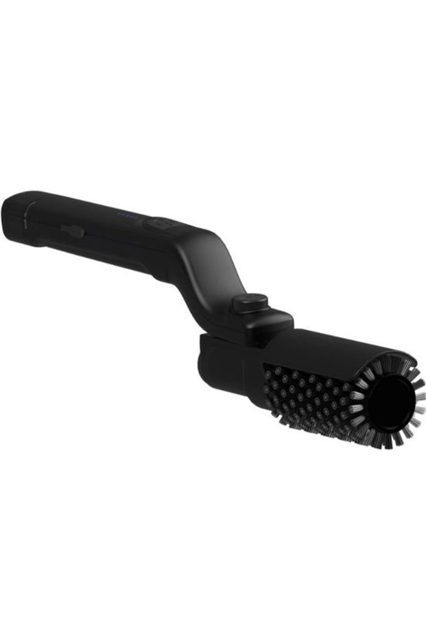 Electric grill brush with rotating stainless steel brush head, heat resistant up to 260°C, powerfully cleans grills, baking pans and frying pans.