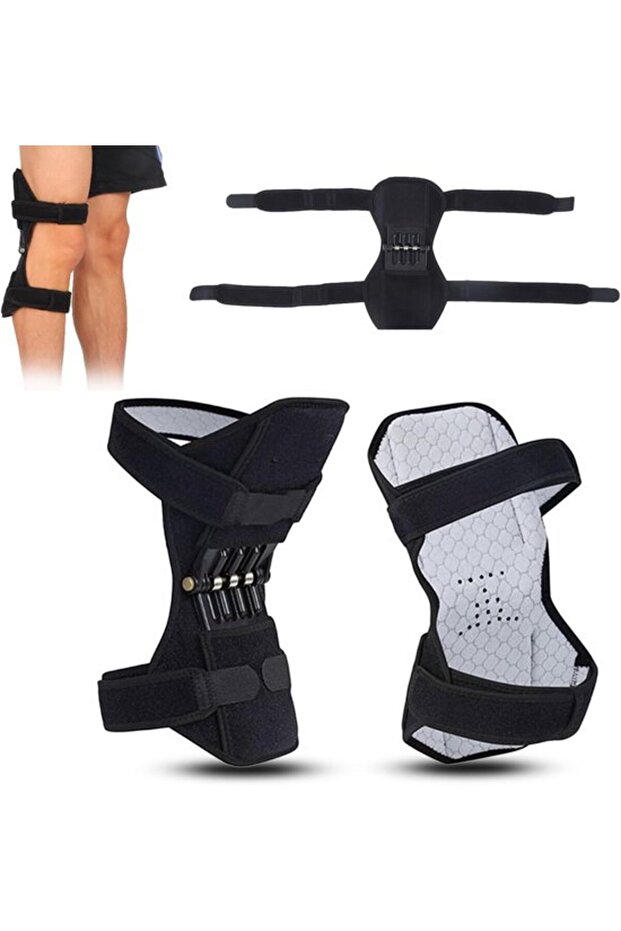 Knee protector, knee stabilizer with spring mechanism for joint support, knee brace for weak legs, cold legs, mountain climbing, squats