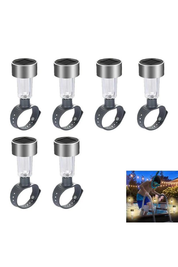6-Piece Solar Pool & Pond Lights, Outdoor LED Lights for Garden, Steps, Patio & Deck Decoration