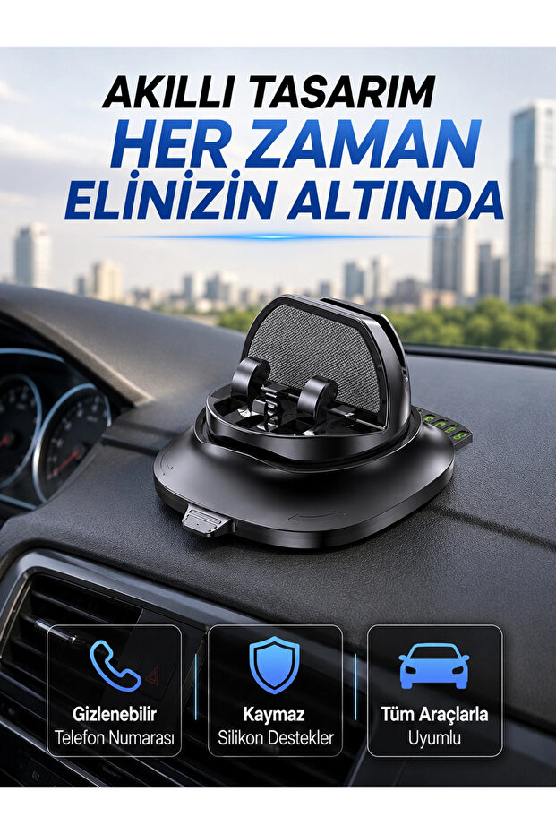 Phone Holder for Car Dashboard, Hidden Parking Stand with Phone Number