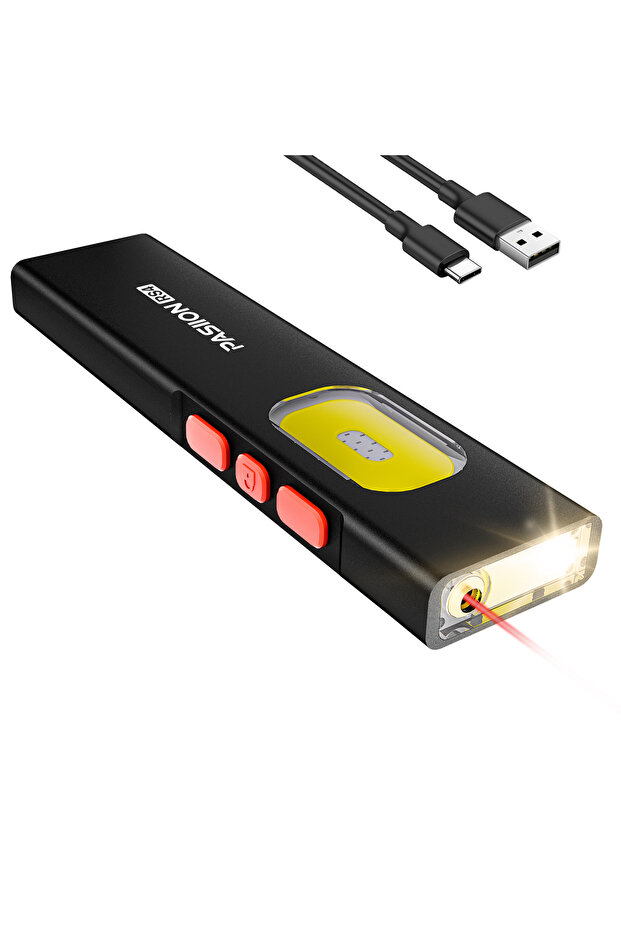 1PC Rechargeable Red Laser EDC Flashlight,1500 Lumens Flat Flashlights with Red&Blue Light,Multi-Col