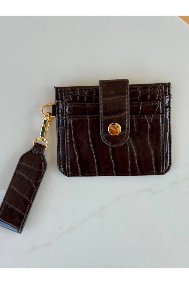Shiny Crocodile Pattern Snap Fastener Slim Mini Card Holder Wallet