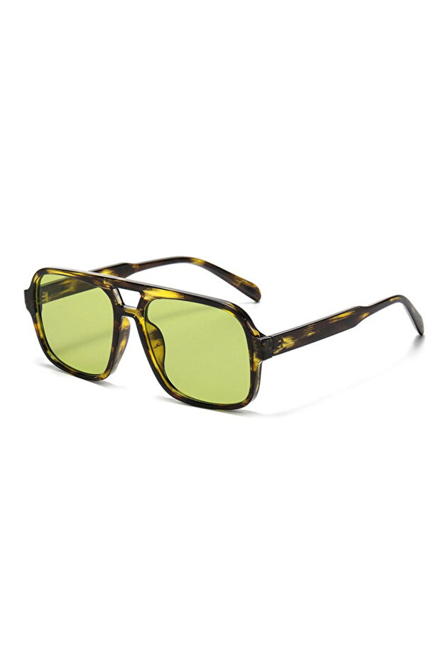 Leopard green Retro Sunglasses for Women Men Trendy Classic Oversized Square Green Sun Glasses Vinta