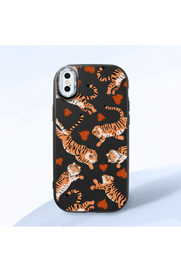 Black Silicone Case with Shock-Absorbing Camera Protections Compatible with iPhone X/Xs