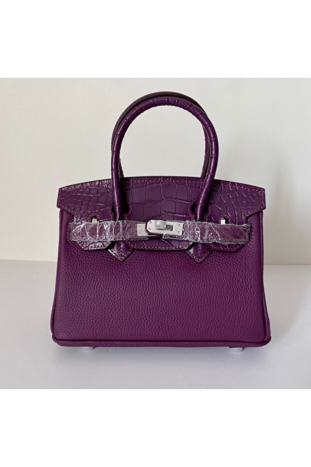 Women's Bag Half Croc Leather Size 20 cm