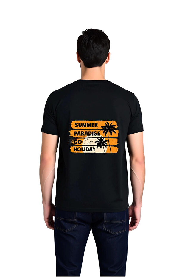 Men's Graphic Printed Text Patterned Holiday Themed Relaxed Fit Short Sleeve Casual T-Shirt Modern Stylish Elegant