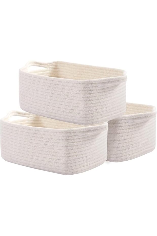 Cotton Rope Baskets, Woven Baskets for Storage, Nursery Storage Baskets, Rectangle Storage B