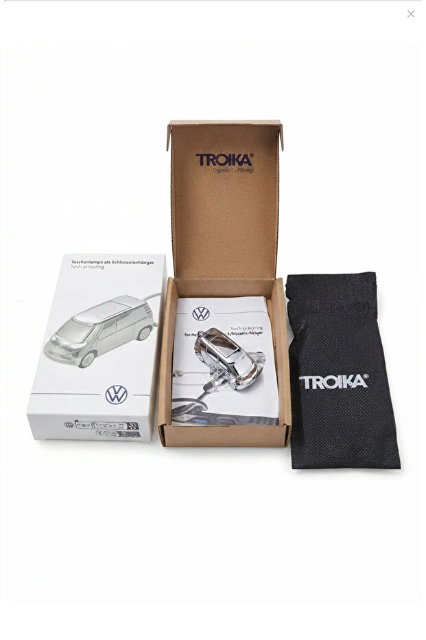 Troi̇ka Volkswagen Licensed Metal Keychain and Mini Flashlight (Torch as Keyring)