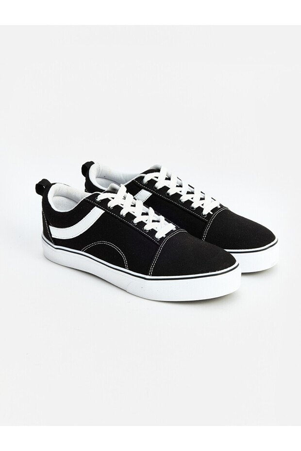 Lcw Steps Black Stripe Detailed Lace-Up Women's Sports Shoes