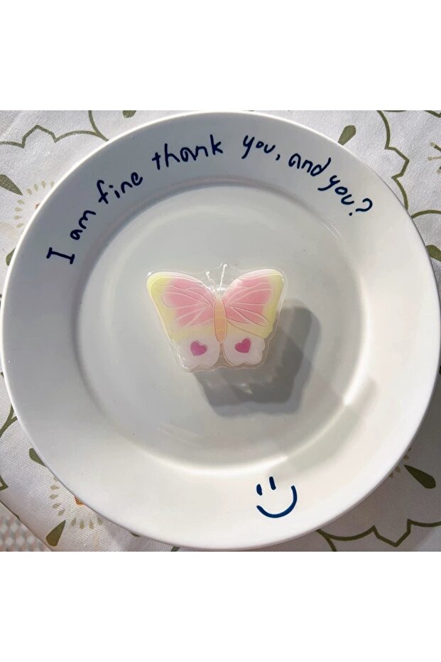 Popsocket Yellow-Pink Heart Butterfly Phone Holder with Adhesive Epoxy Surface Finger Holder Stand
