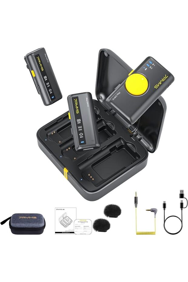 iRay DW10 Wireless Lavalier Microphone with Reverb, Noise Cancelling, 656’ Range, Wireless Lap