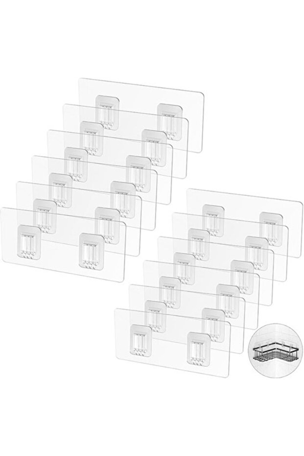 12 Clear Self-Adhesive Hooks for Shower Corner Handrails