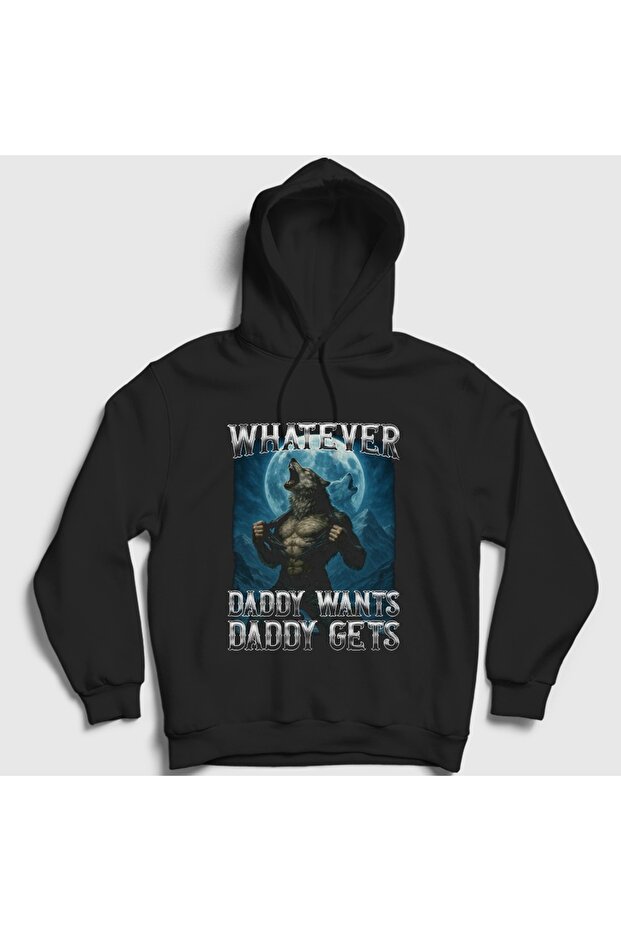سويت شيرت بقلنسوة باللون الأسود للجنسين من Whatever Daddy Wants Daddy Gets Kurt Wolf 620846tt